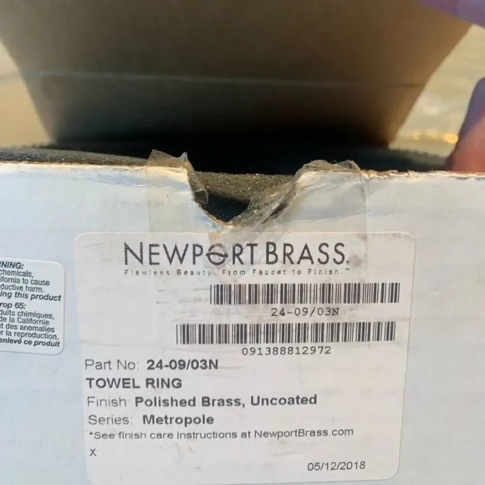 Towel Ring Newport Brass 24-09/03N Polished, Uncoated - Metropole Series
